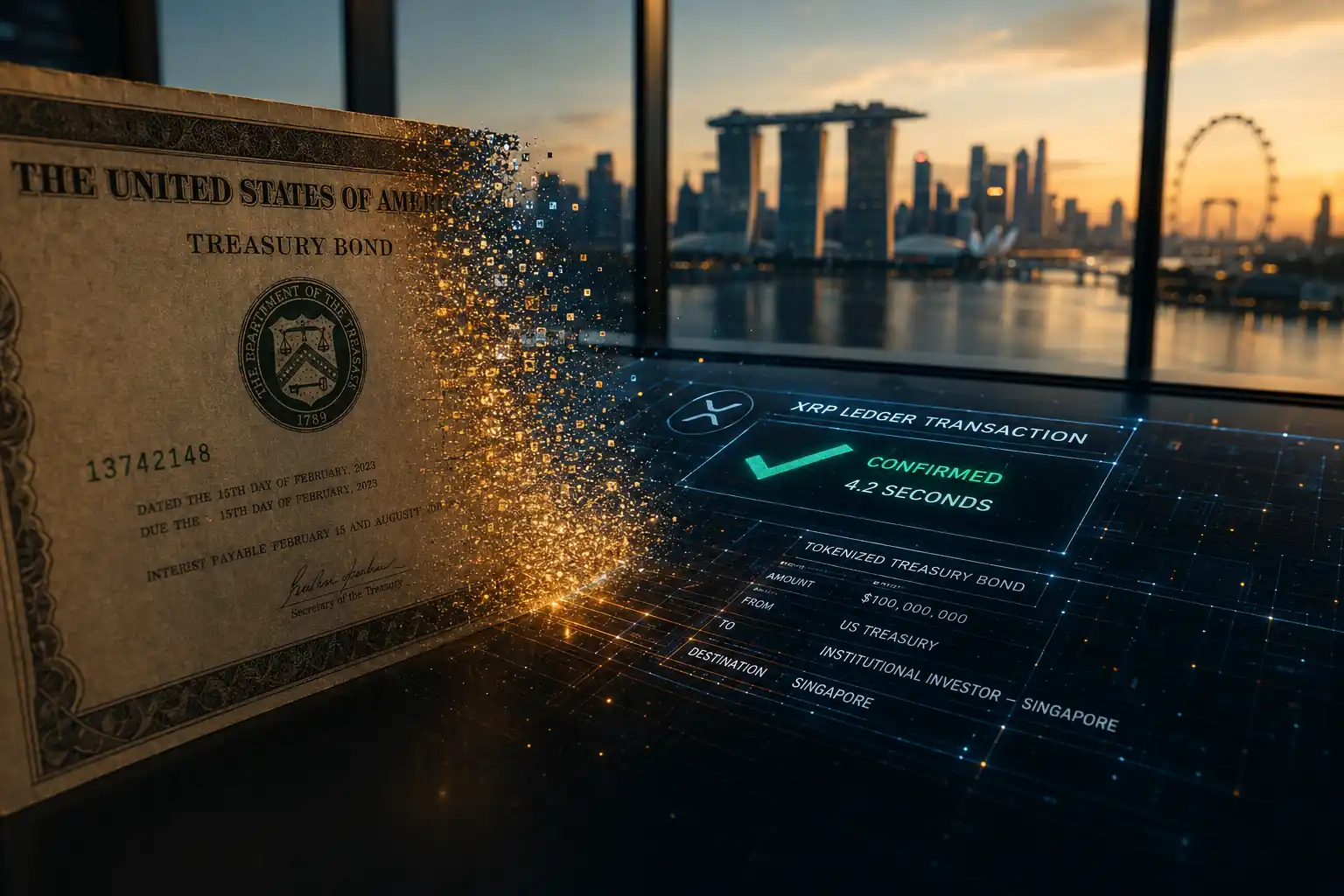 Image for article: Ondo y JPMorgan: primer canje de Treasuries tokenizados en XRP Ledger en 5 segundos